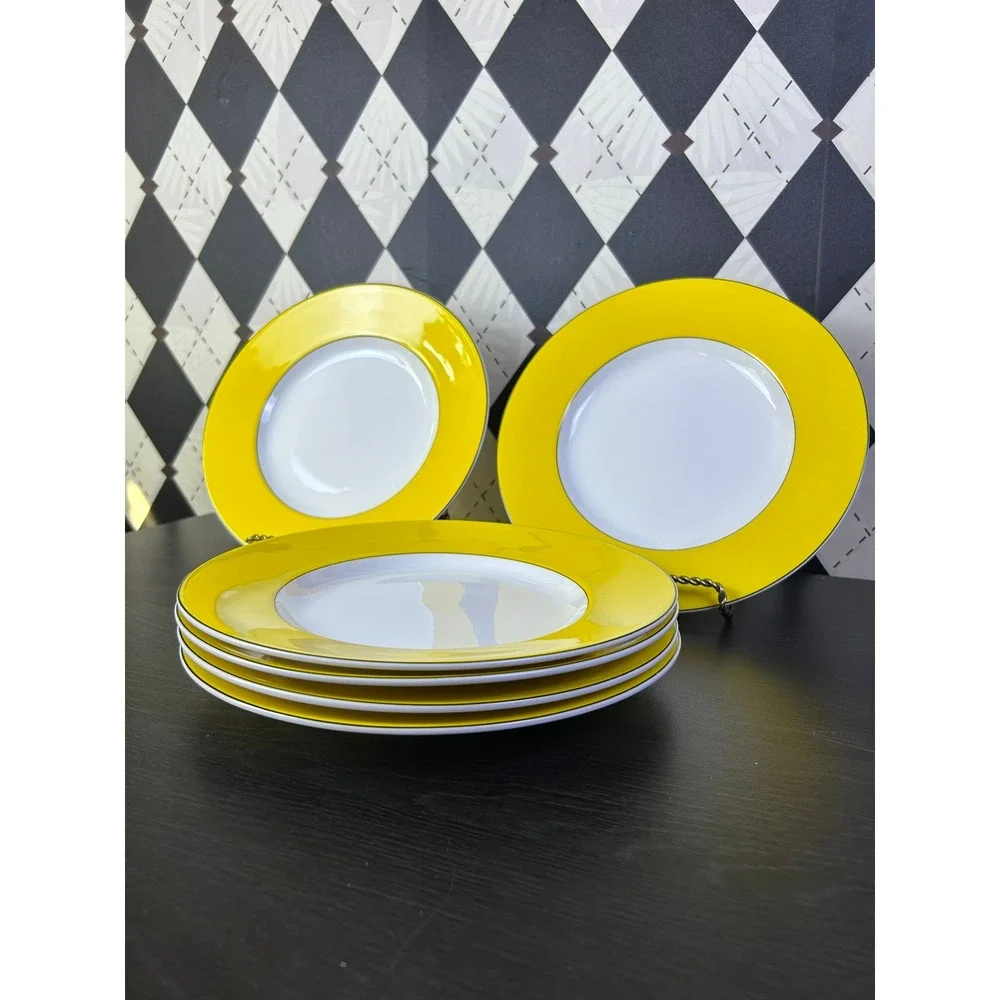 Set of 6 Kate Spade x Lenox Yellow Rutherford Circle Plates 9.5